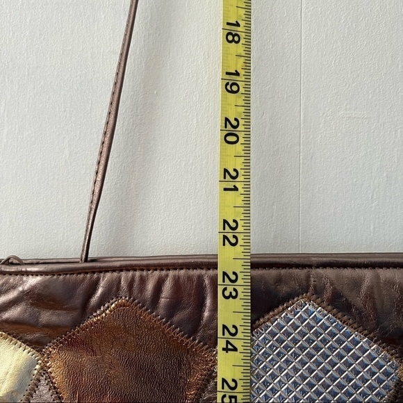 Vintage Metallic Leather Patchwork Shoulder Bag / Clutch - Picture 13 of 13